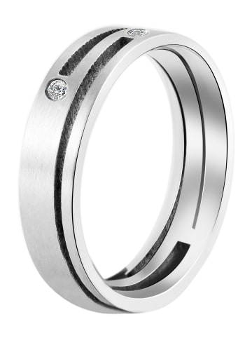 Adeliás Damen Ring aus Edelstahl mit Strass Steinchen in silber