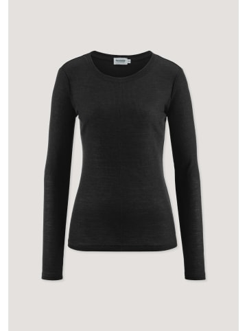 Hessnatur Rib Shirt Slim in schwarz