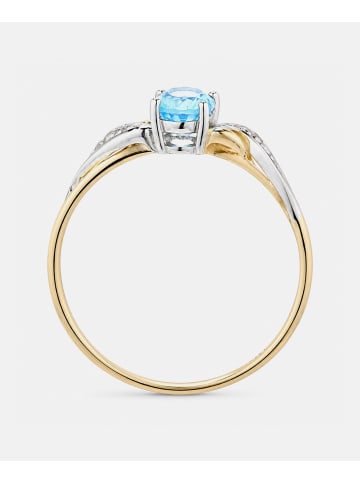 Diamant L'éternel Ring, mit Blautopas, 375 Gelbgold