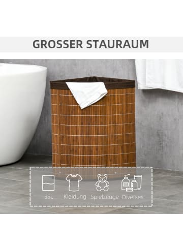 HOMCOM Wäschekorb in Braun 38L x 38B x 57H cm