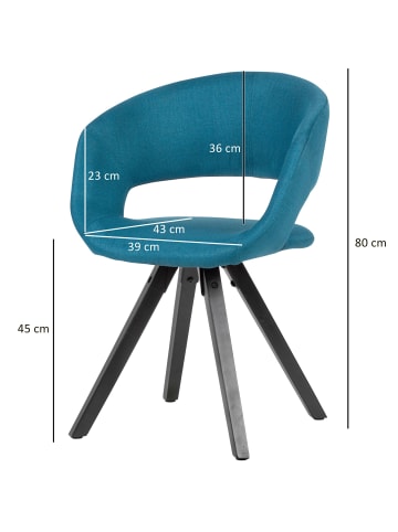 KADIMA DESIGN Küchenstuhl MELLA - Retro-Design mit gepolsterter Sitzfläche in Blau