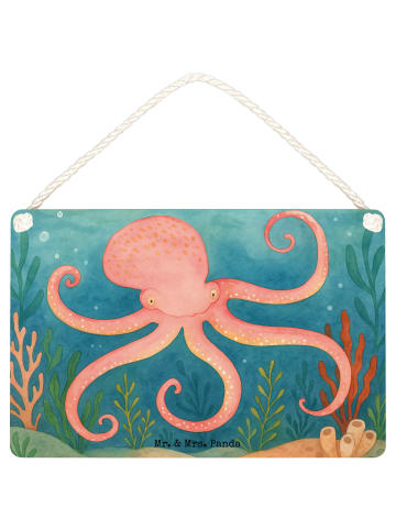 Mr. & Mrs. Panda Holzschild Tintenfisch Design ohne Spruch in Weiß