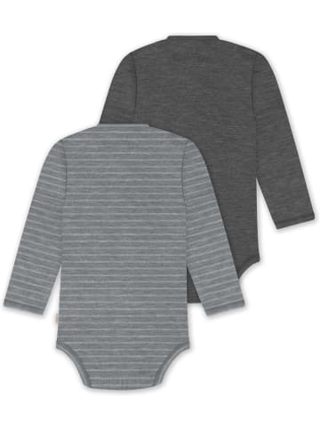 Normani Outdoor Sports 2er Pack Bio Baby-Body Langarm Wickelbody in Grau/Anthrazit