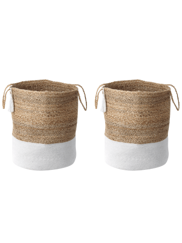 Beliani 2er-Set Bad-Kleinaufbewahrung GAJAR in Beige/Weiß