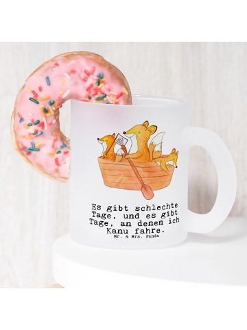 Mr. & Mrs. Panda Teeglas Fuchs Kanufahren mit Spruch in Transparent