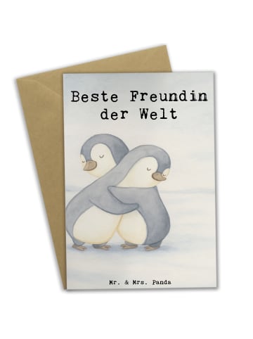 Mr. & Mrs. Panda valentinstagskarte Pinguin Beste Freundin der W... in Weiß