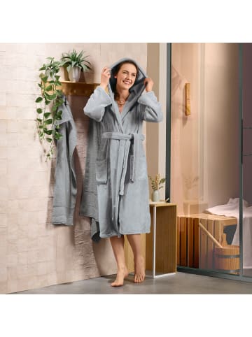 REDBEST Fleece Unisex-Bademantel mit Kapuze Perris in silber