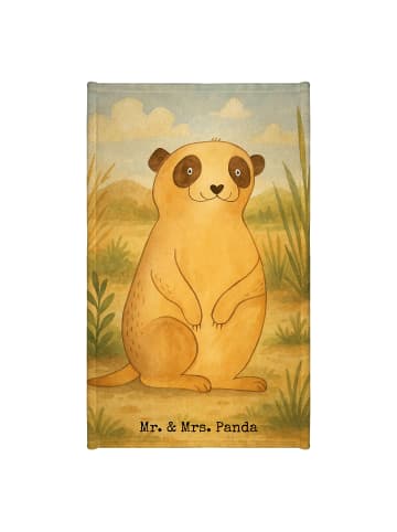 Mr. & Mrs. Panda Handtuch Erdmännchen Design ohne Spruch in Weiß