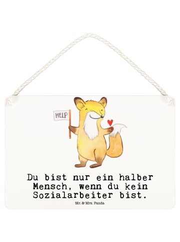 Mr. & Mrs. Panda Wandbild Holz Sozialarbeiter Herz mit Spruch in Weiß