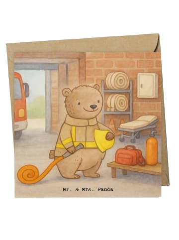 Mr. & Mrs. Panda Grußkarte Bär Freiwillige Feuerwehr Design ohne... in Weiß