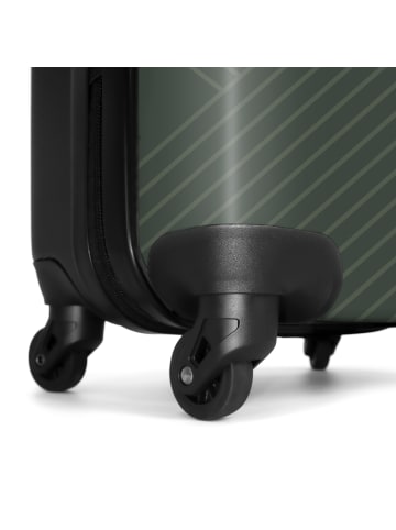 NoBoringSuitCases Suitcase, Koffer, Reisekoffer Dunkelgrünes Linienmuster