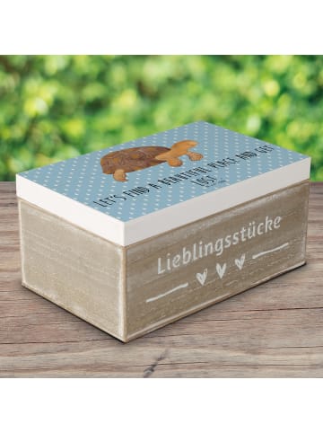 Mr. & Mrs. Panda truhe holz Schildkröte MHerzieren mit Spruch in Blau Pastell
