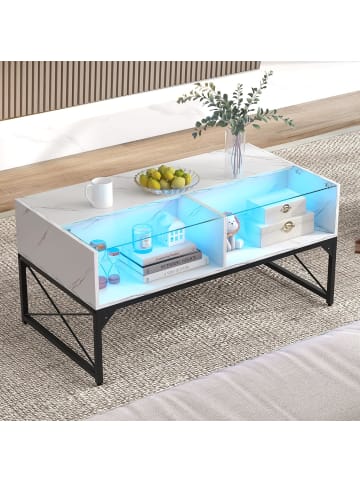 COSTWAY LED Couchtisch in Weiß