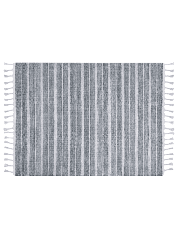 Beliani Geflochtener Teppich BADEMLI in Grau/Weiß - (W) 140 x (H) 1 x (L) 200 cm