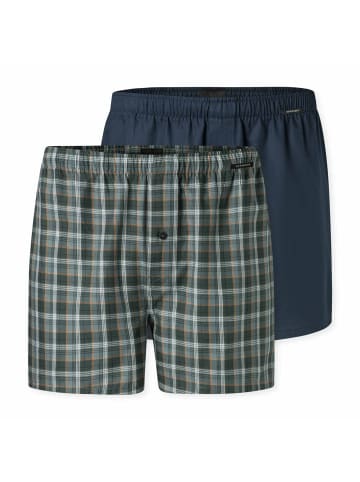 Schiesser Web-Boxershorts 2er Pack in Blau/Grün