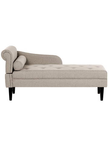 Beliani Chaiselongue YVOIRE in Beige/Schwarz - (W) 68 x (H) 72 x (L) 151 cm