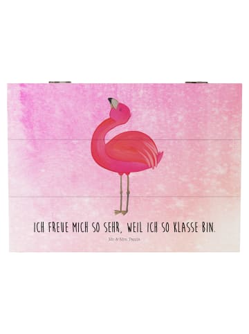 Mr. & Mrs. Panda Schatulle Flamingo Stolz mit Spruch in Aquarell Pink