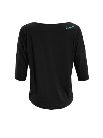 Winshape ¾-Arm Shirt Ultra Light mit Glitzer-Aufdruck MCS001 in schwarz/neon blau