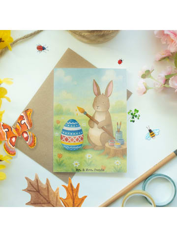 Mr. & Mrs. Panda babykarte Hase Eier Malen Design ohne Spruch in Weiß