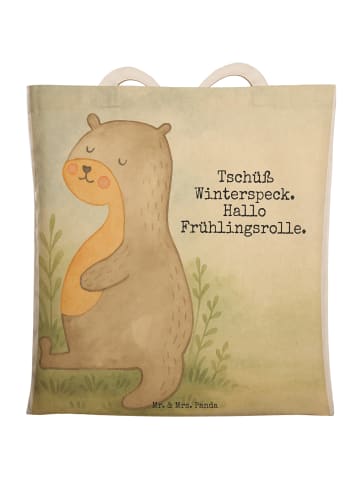 Mr. & Mrs. Panda Tote Bag Otter Bauch Design mit Spruch in Weiß