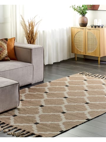 Beliani Geflochtener Teppich ORENCIK in Beige/Schwarz - (W) 160 x (L) 230 cm