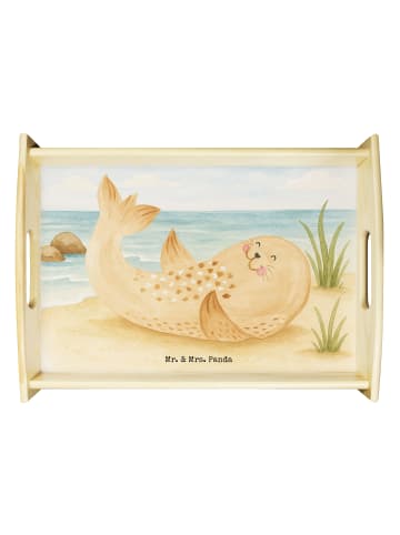 Mr. & Mrs. Panda Deko Tablett Robbe Liegen Design ohne Spruch in Weiß