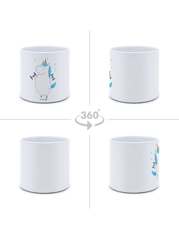 Mr. & Mrs. Panda Kübel für Pflanzen Einhorn Fitness ohne Spruch in Weiß