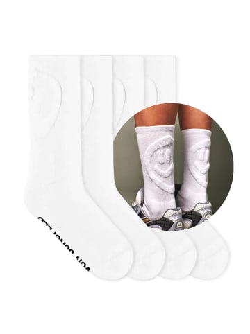 von Jungfeld Crew-Socken Embossed in Smiley - Pure White