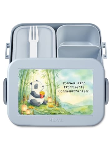 Mr. & Mrs. Panda Snackbox Panda beflügelt Pommes Design mit Spruch in Blau Pastell