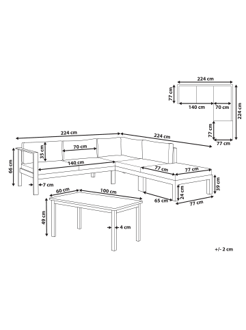 Beliani 3-tlg Sitzgruppe MESSINA in Grün/Schwarz/Grau