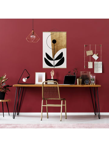 WALLART Stoffbild mit Posterleisten - Abstrakte Formen - Blume Gold in Gold