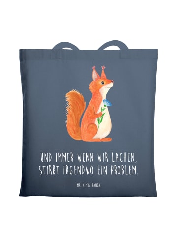 Mr. & Mrs. Panda Shopping Bag Eichhörnchen Blume mit Spruch in Indigo Blue