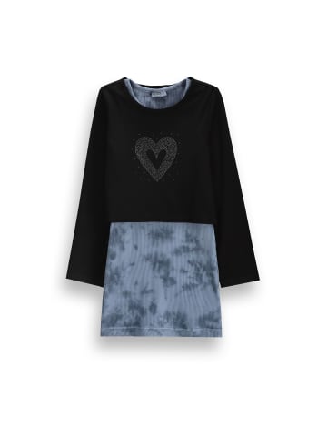 Coccodrillo Geripptes 2-in-1-Kleid in schwarz