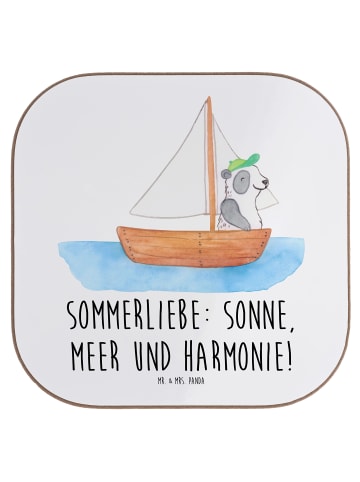 Mr. & Mrs. Panda Glasuntersetzer Sommerliebe mit Spruch in Weiß