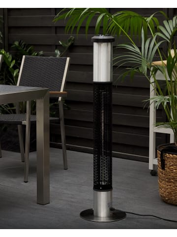 Beliani Terrassenstrahler VEZUVIO in Schwarz/Silber - (W) 38 x (H) 110 x (L) 38 cm