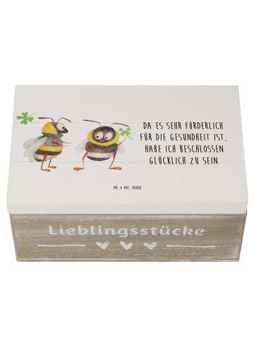 Mr. & Mrs. Panda Erinnerungskiste Hummeln Kleeblatt mit Spruch in Weiß
