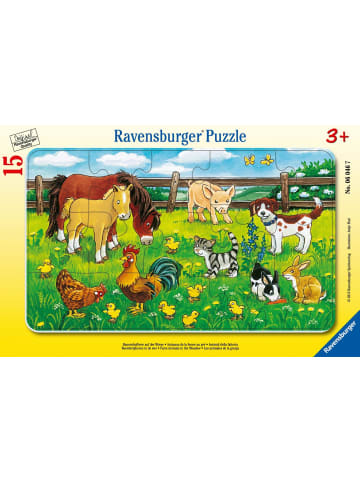 Ravensburger Bauernhoftiere auf der Wiese. Rahmenpuzzle 15 Teile