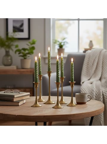 relaxdays 6 x LED Stabkerzen in Khaki