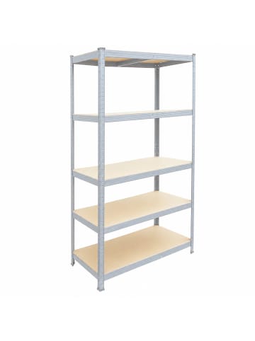 relaxdays Schwerlastregal in Grau/ Braun - (B)100 x (H)180 x (T)40 cm