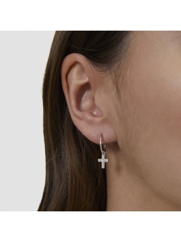 s.Oliver Creolen Sparkle Cross in silber