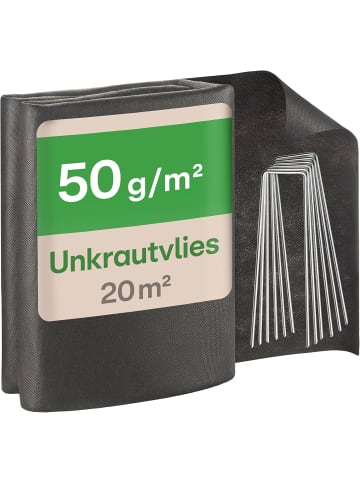 Praknu Unkrautvlies 50g/m² 20m² - 12 Erdanker Wasserdurchlässig UV-Stabil
