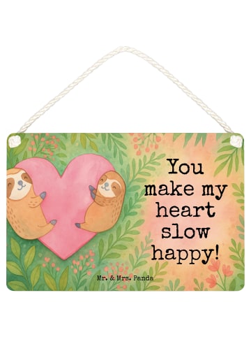 Mr. & Mrs. Panda Schild Faultiere Herz Design mit Spruch in Weiß