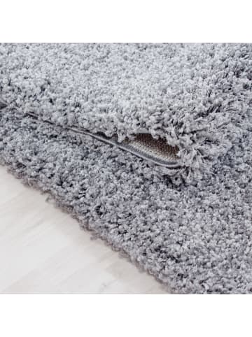 KADIMA DESIGN Teppich Hochflor Shaggy Waschbar Einfarbig RHEIN Strapazierfähig in Hellgrau