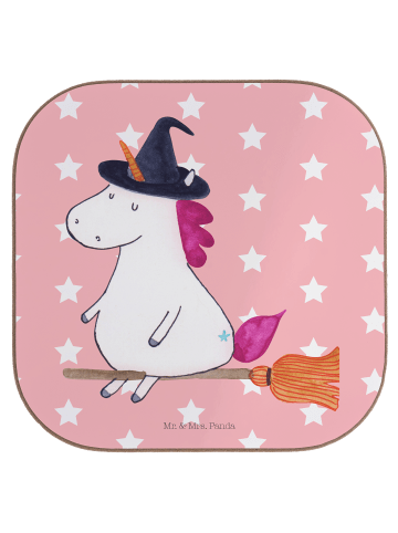 Mr. & Mrs. Panda Untersetzer für Gläser Einhorn Hexe ohne Spruch in Rot Pastell