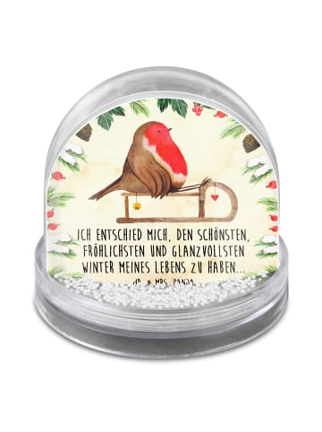 Mr. & Mrs. Panda Weihnachts Schneekugel Rotkehlchen Schlitten mi... in Naturpapier
