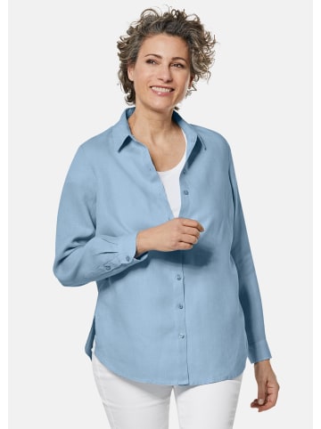 GOLDNER Leinenbluse Bequeme Damen Businessbluse in regattablau / melange