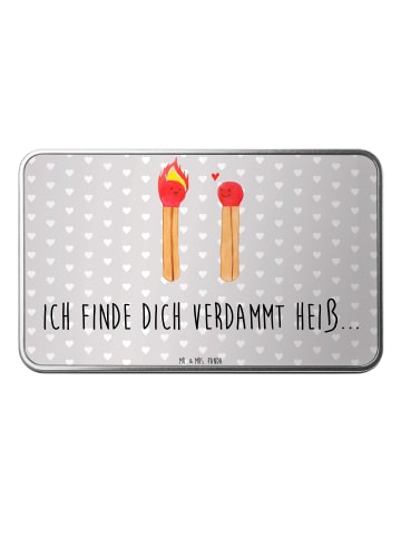 Mr. & Mrs. Panda Metallbox Streichhölzer mit Spruch in Grau Pastell