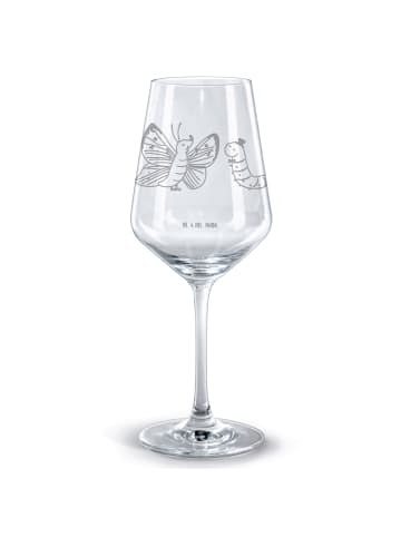 Mr. & Mrs. Panda Rotweinglas mit Gravur Raupe Schmetterling ohne... in Transparent
