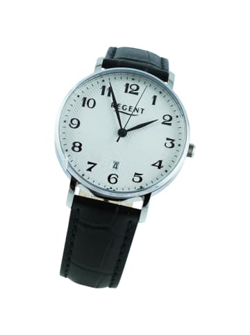 Regent Armbanduhr Regent Lederarmband schwarz extra groß (ca. 39mm)