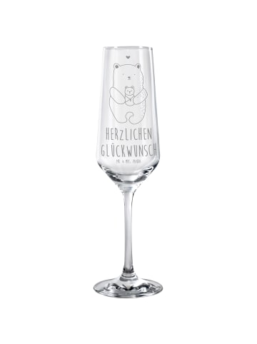Mr. & Mrs. Panda Sektglas Bär Baby mit Spruch in Transparent